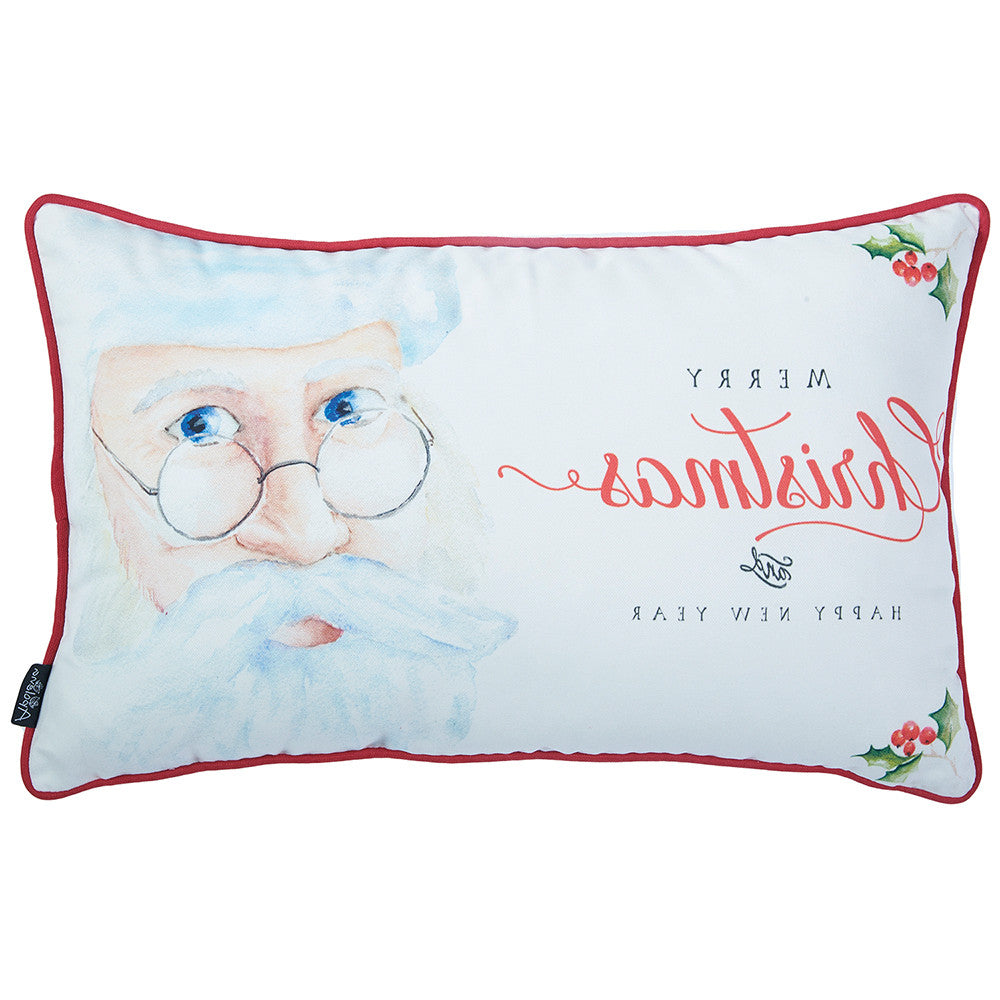 12" X 20" Red and White Christmas Santa Throw Pillow Cover-2