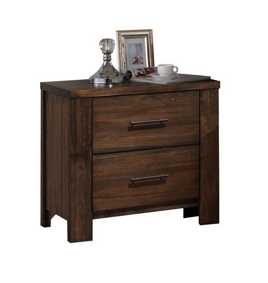 25" Brown Wood Two Drawer Nightstand-3