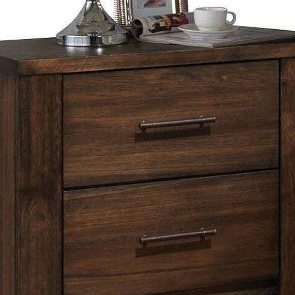 25" Brown Wood Two Drawer Nightstand-8