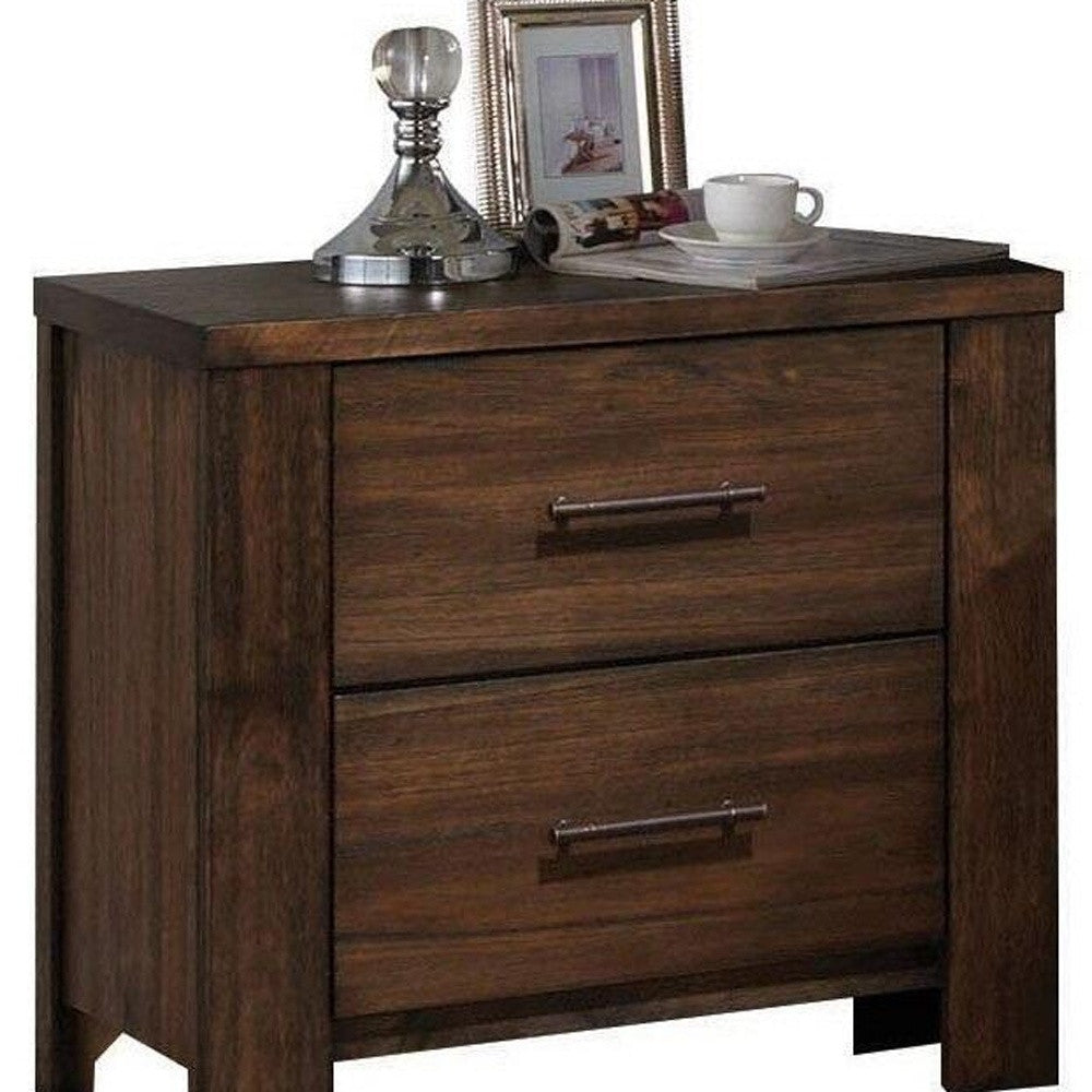 25" Brown Wood Two Drawer Nightstand-5