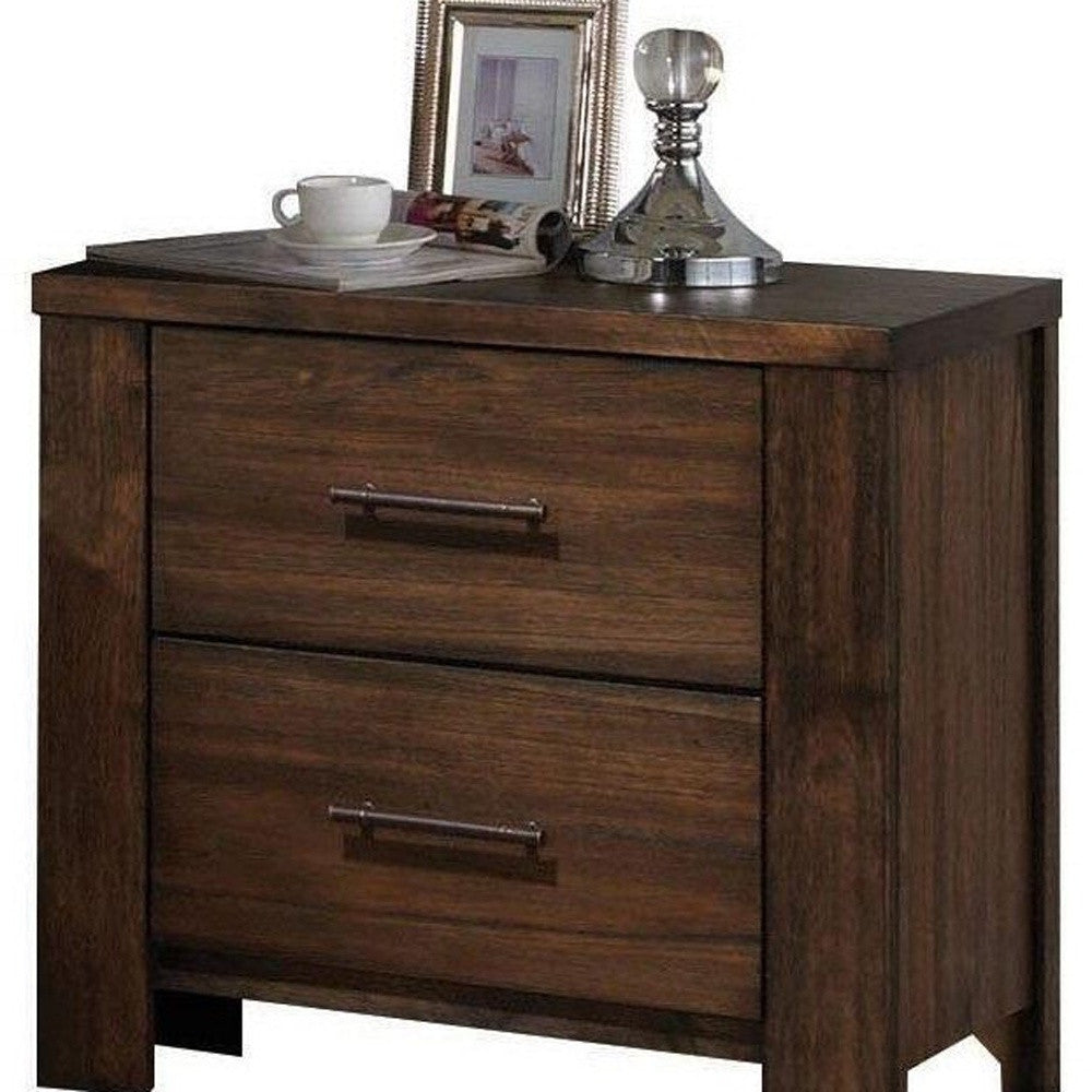 25" Brown Wood Two Drawer Nightstand-7