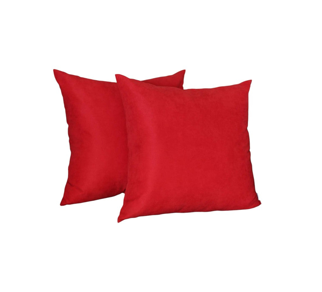 Set of Two 22" Red Throw Pillow Covers-1