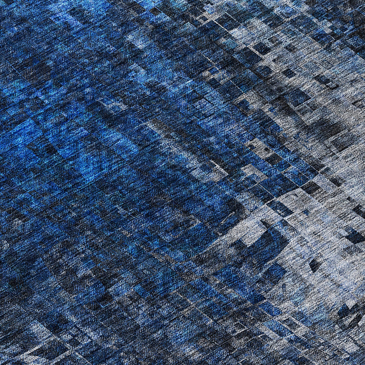 8' Navy Blue And Denim Blue Round Abstract Washable Indoor Outdoor Area Rug-6