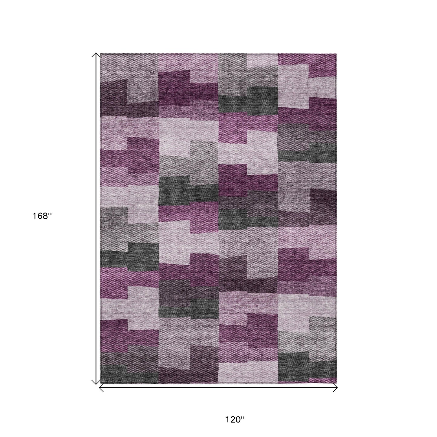 10' X 14' Merlot Mauve And Charcoal Geometric Washable Indoor Outdoor Area Rug-2