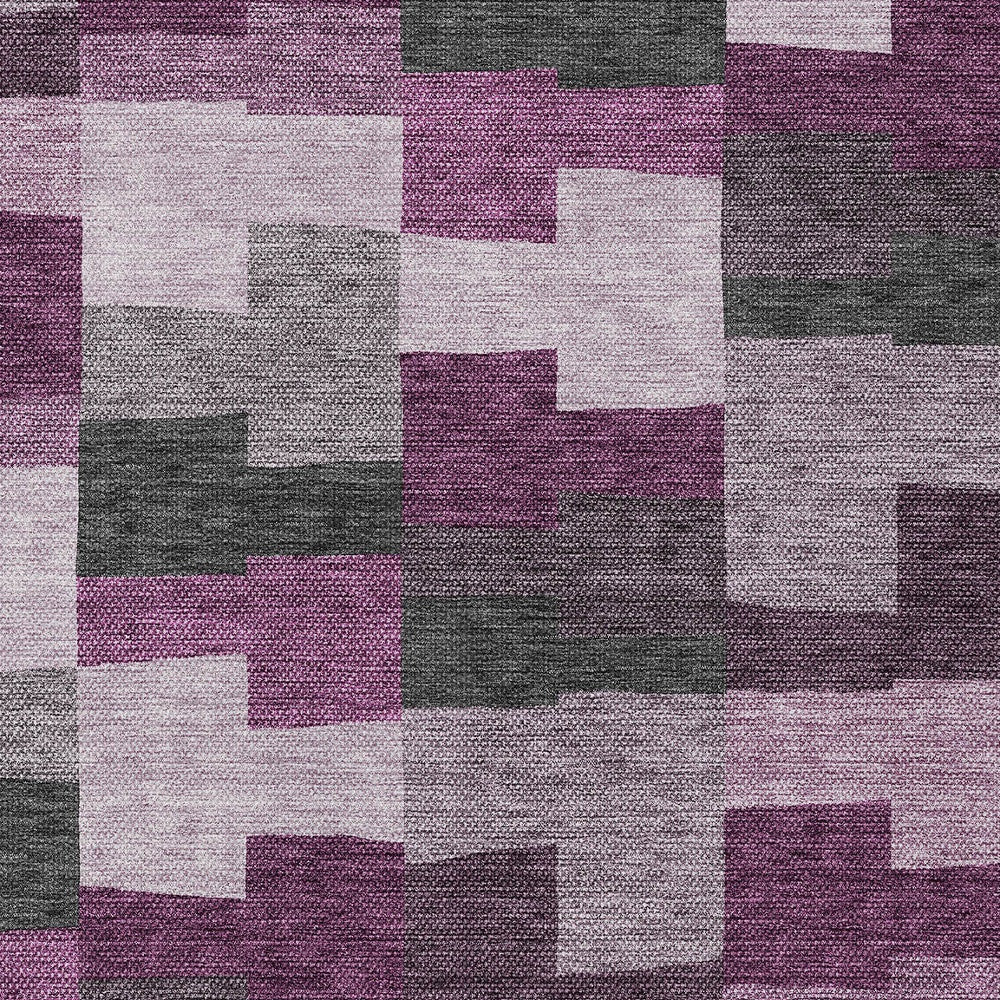10' X 14' Merlot Mauve And Charcoal Geometric Washable Indoor Outdoor Area Rug-4