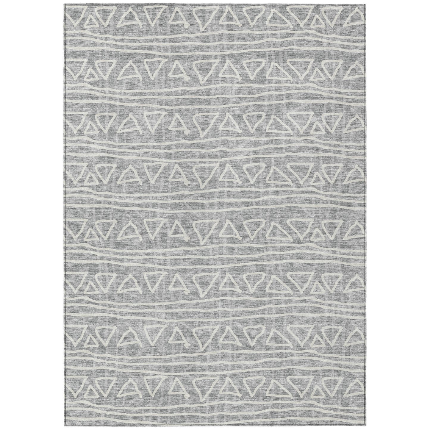 10' X 14' Gray Charcoal And Silver Geometric Washable Indoor Outdoor Area Rug-1