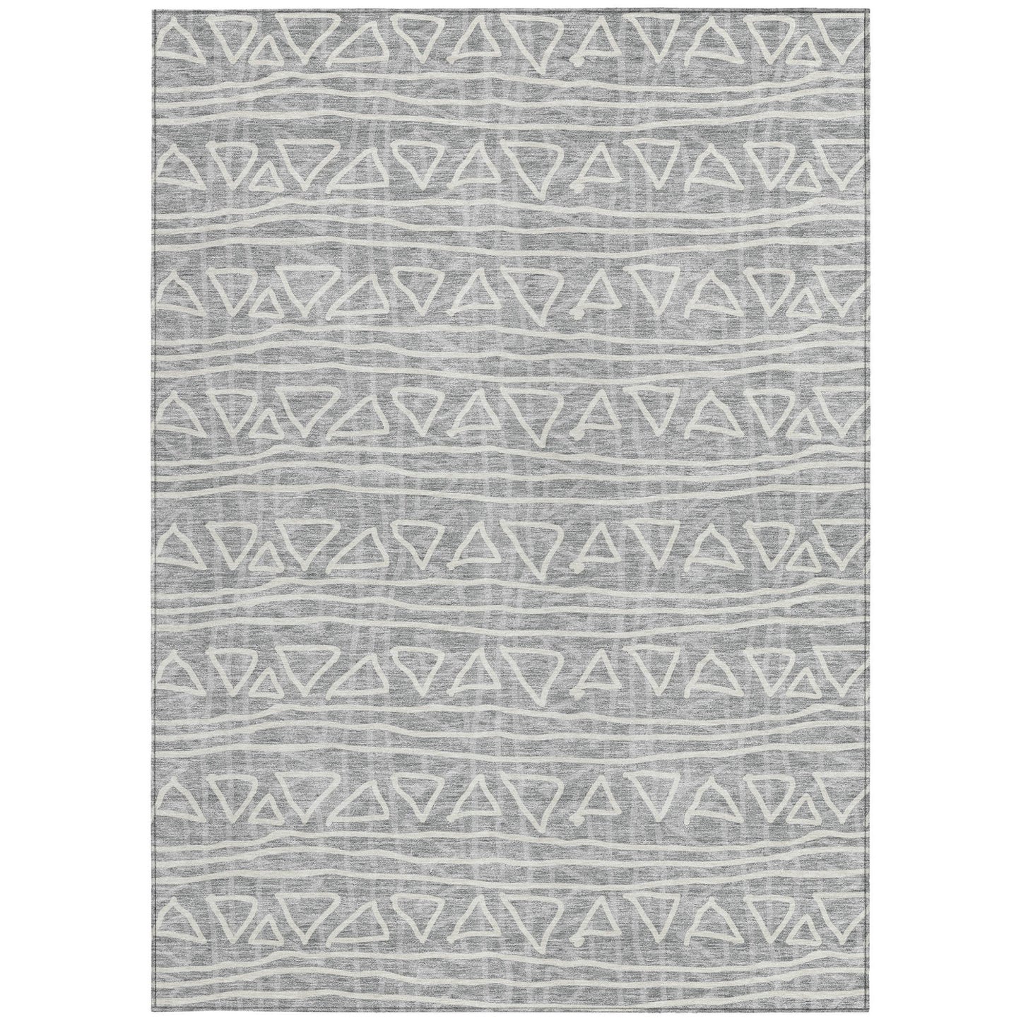 10' X 14' Gray Charcoal And Silver Geometric Washable Indoor Outdoor Area Rug-4