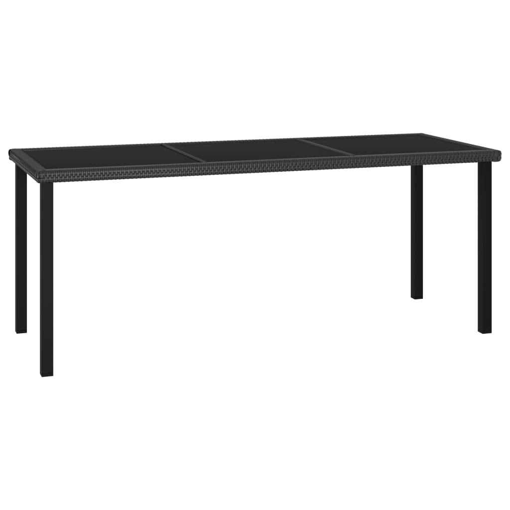 vidaXL Outdoor Dining Table Garden Porch Patio Table with Glass Top PE Rattan-6