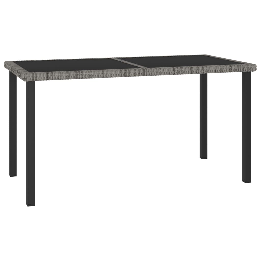 vidaXL Outdoor Dining Table Garden Porch Patio Table with Glass Top PE Rattan-8