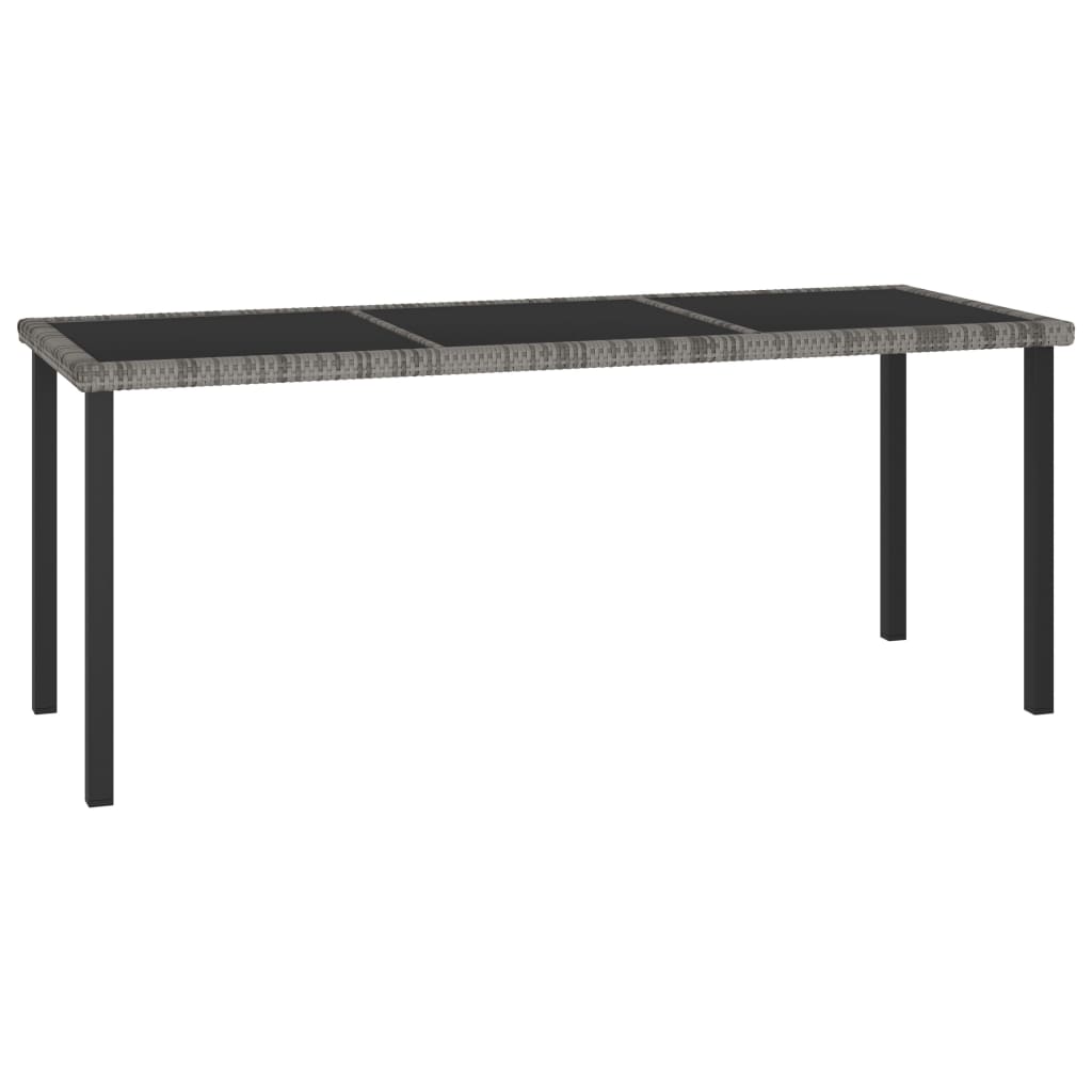 vidaXL Outdoor Dining Table Garden Porch Patio Table with Glass Top PE Rattan-9