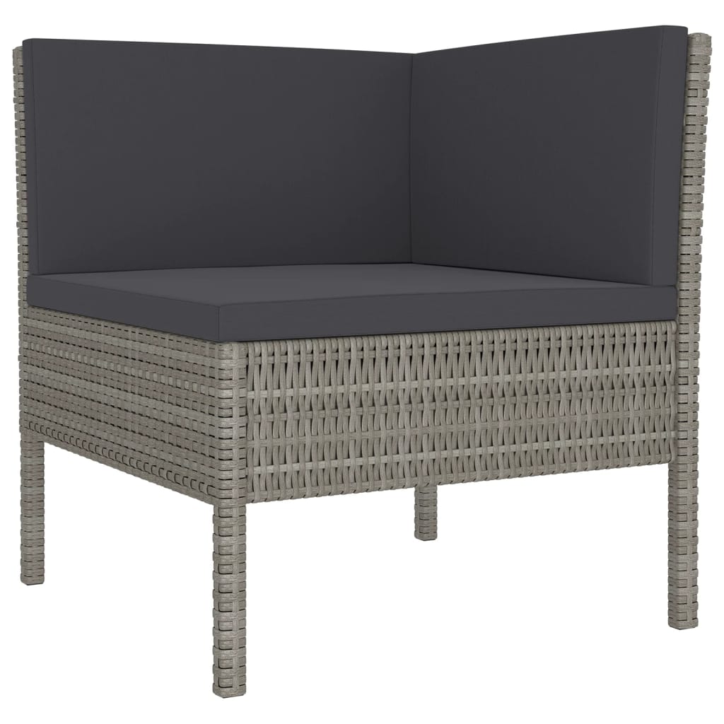 vidaXL 8 Piece Patio Lounge Set with Cushions Poly Rattan Gray-2