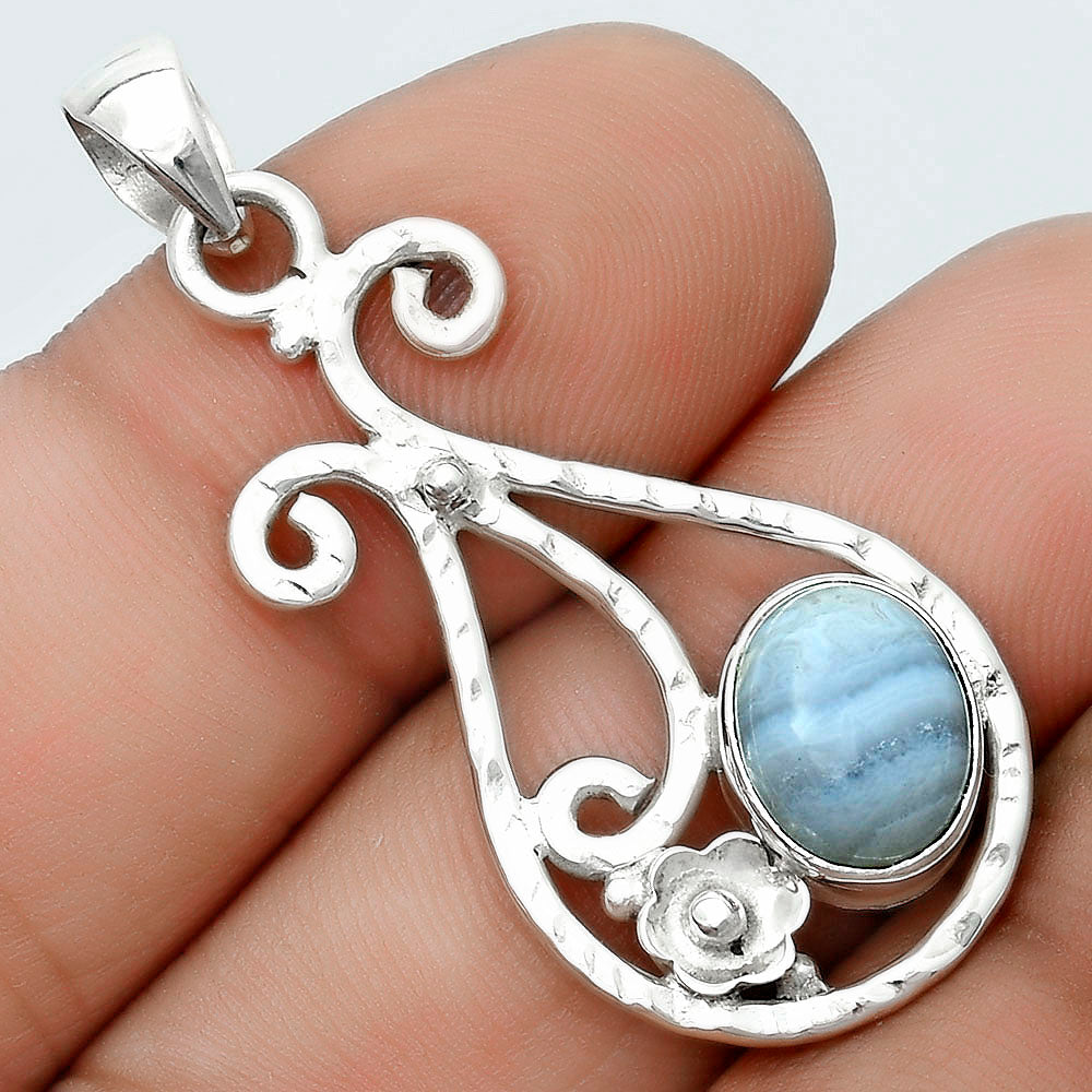 Natural Blue Lace Agate South Africa Pendant P-1714 SDP123894-0