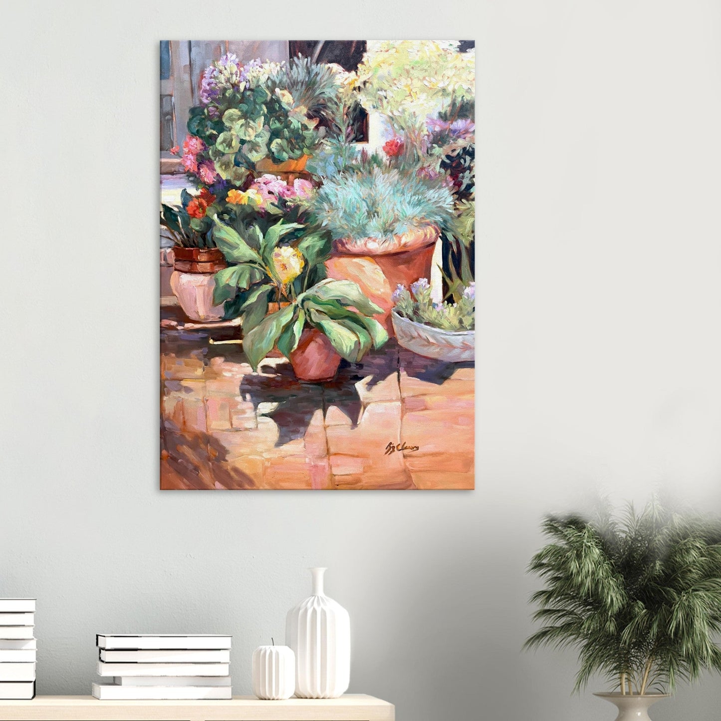 'Garden Serenity' Floral I 28x40 inch Art Print on Canvas I Original Artwork by American Artist Barbara Cleary-2