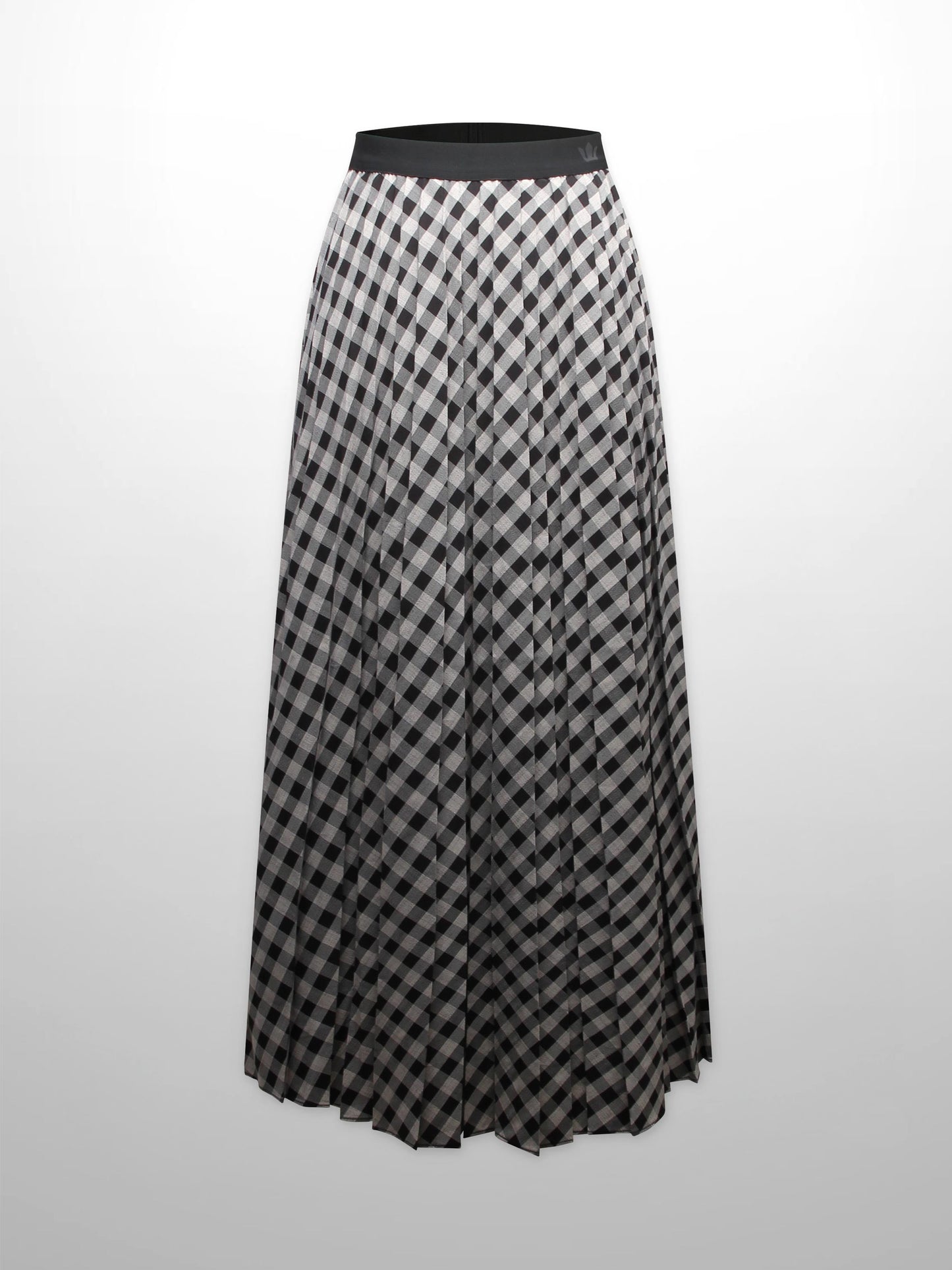 Printed Pleated Skirt-Tan/Black Gingham-0