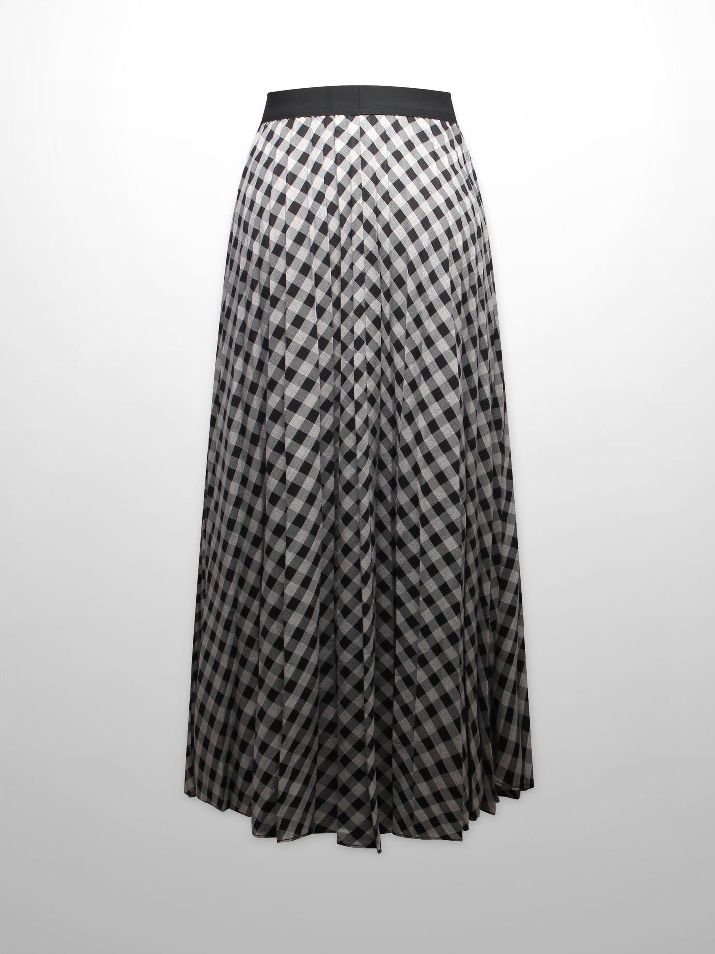 Printed Pleated Skirt-Tan/Black Gingham-1