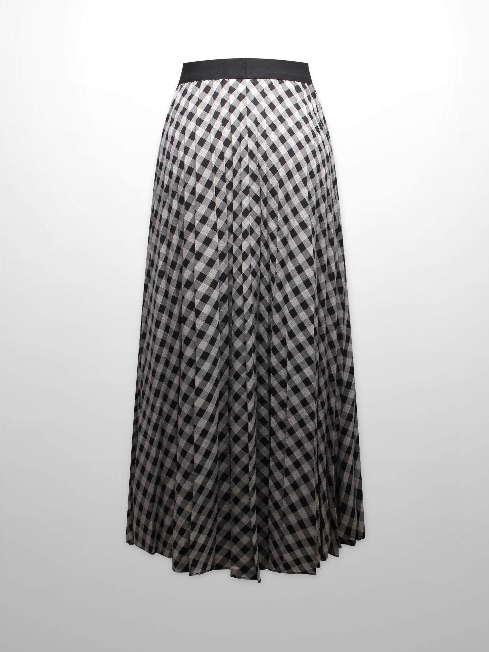 Printed Pleated Skirt-Tan/Black Gingham-1