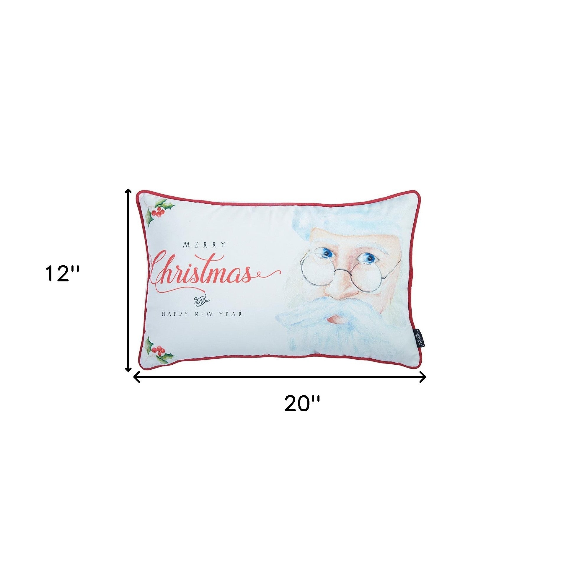 12" X 20" Red and White Christmas Santa Throw Pillow Cover-4