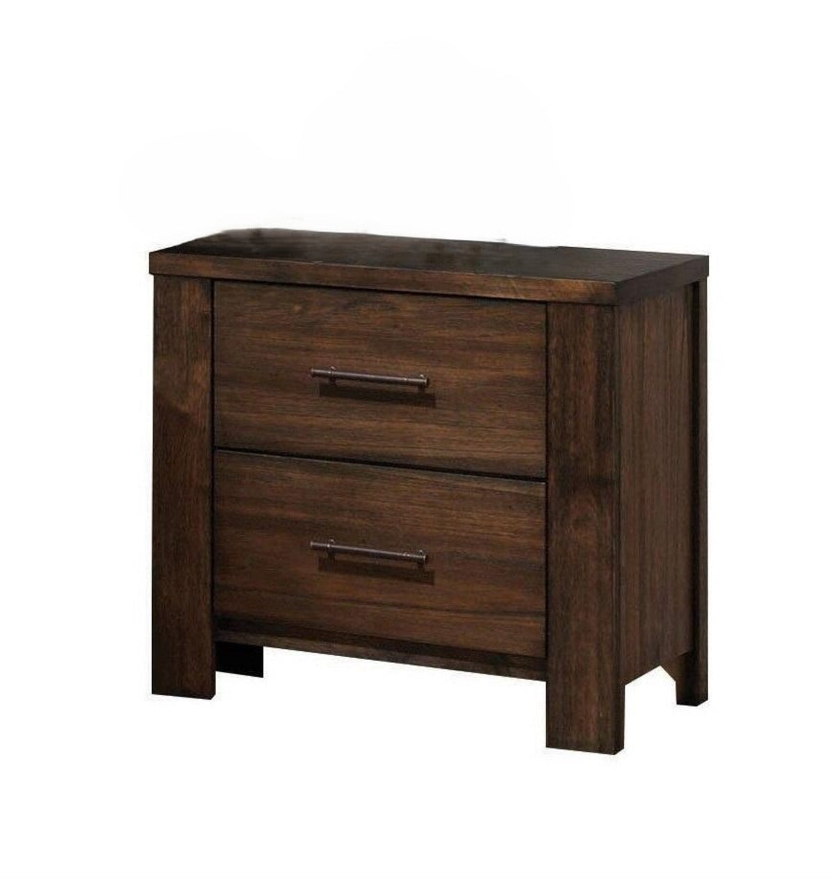 25" Brown Wood Two Drawer Nightstand-1