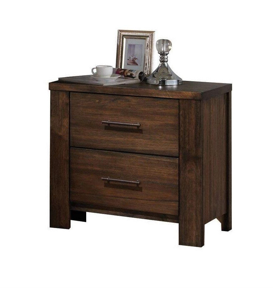 25" Brown Wood Two Drawer Nightstand-2