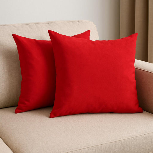 Set of Two 22" Red Throw Pillow Covers-0