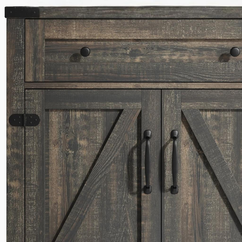 32" Light Brown Wood Accent Cabinet With Two Doors And One Drawer-3