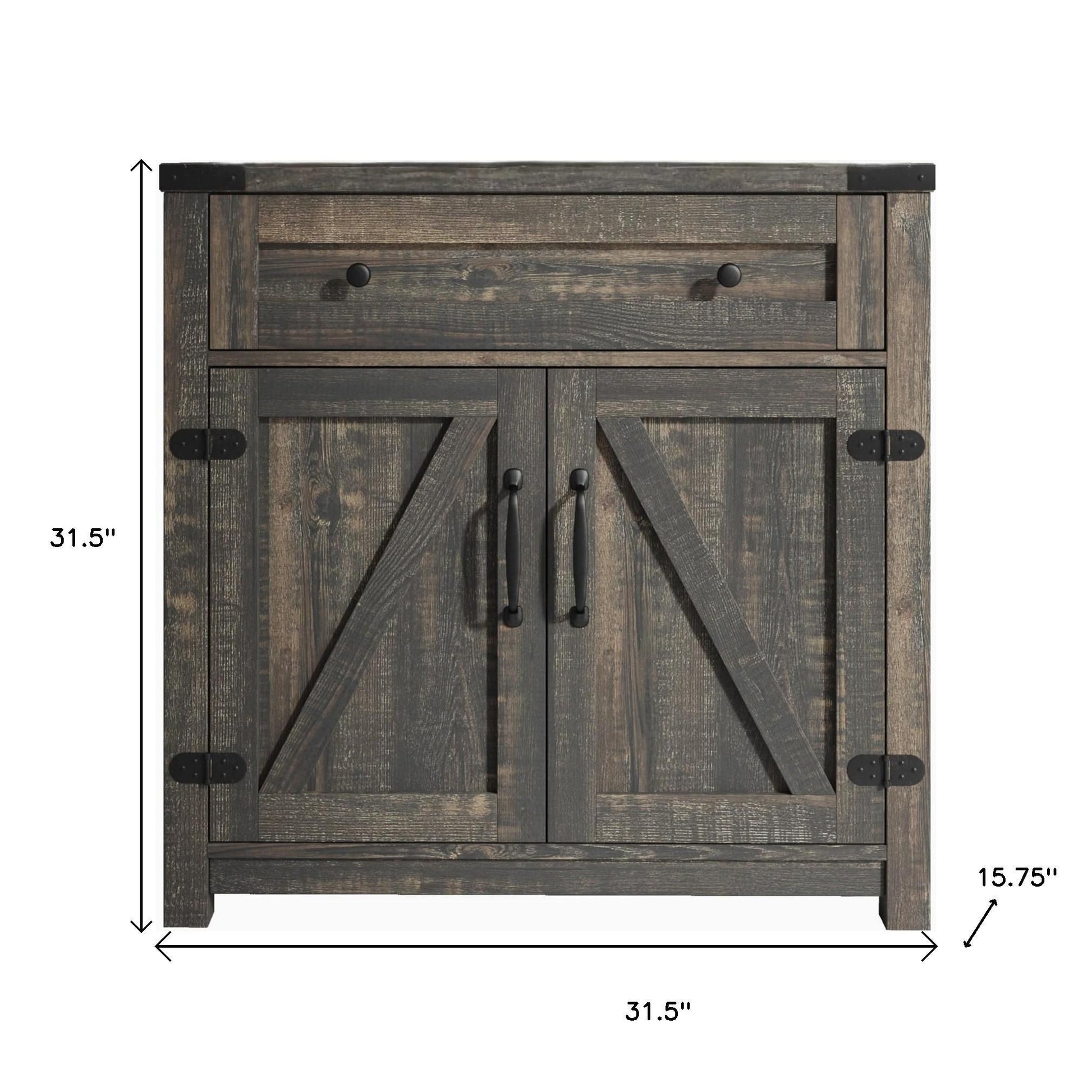32" Light Brown Wood Accent Cabinet With Two Doors And One Drawer-8