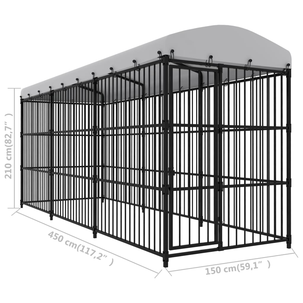 vidaXL Outdoor Dog Kennel with Roof 177.2"x59.1"x82.7"-0