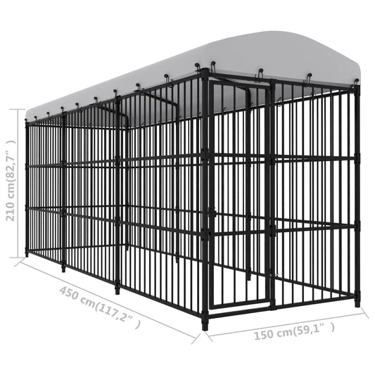 vidaXL Outdoor Dog Kennel with Roof 177.2"x59.1"x82.7"-0