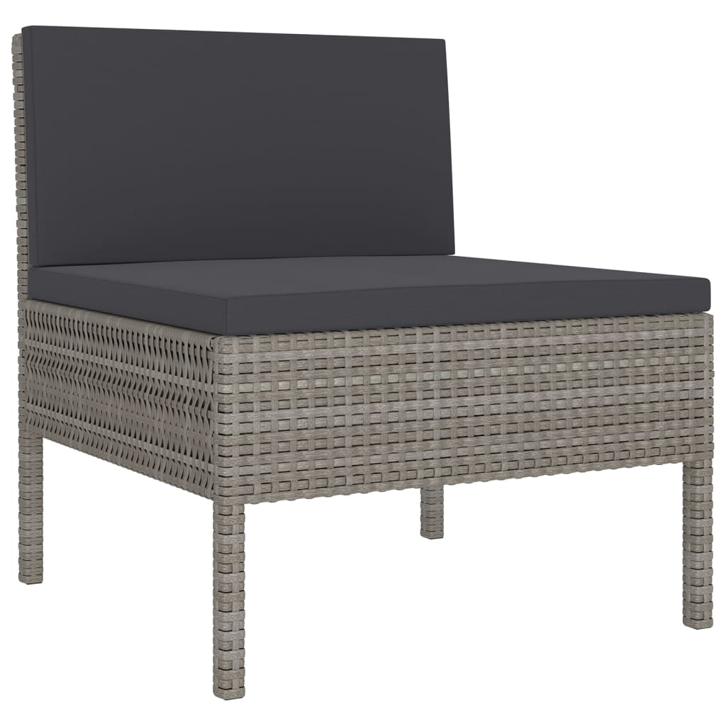 vidaXL 8 Piece Patio Lounge Set with Cushions Poly Rattan Gray-3
