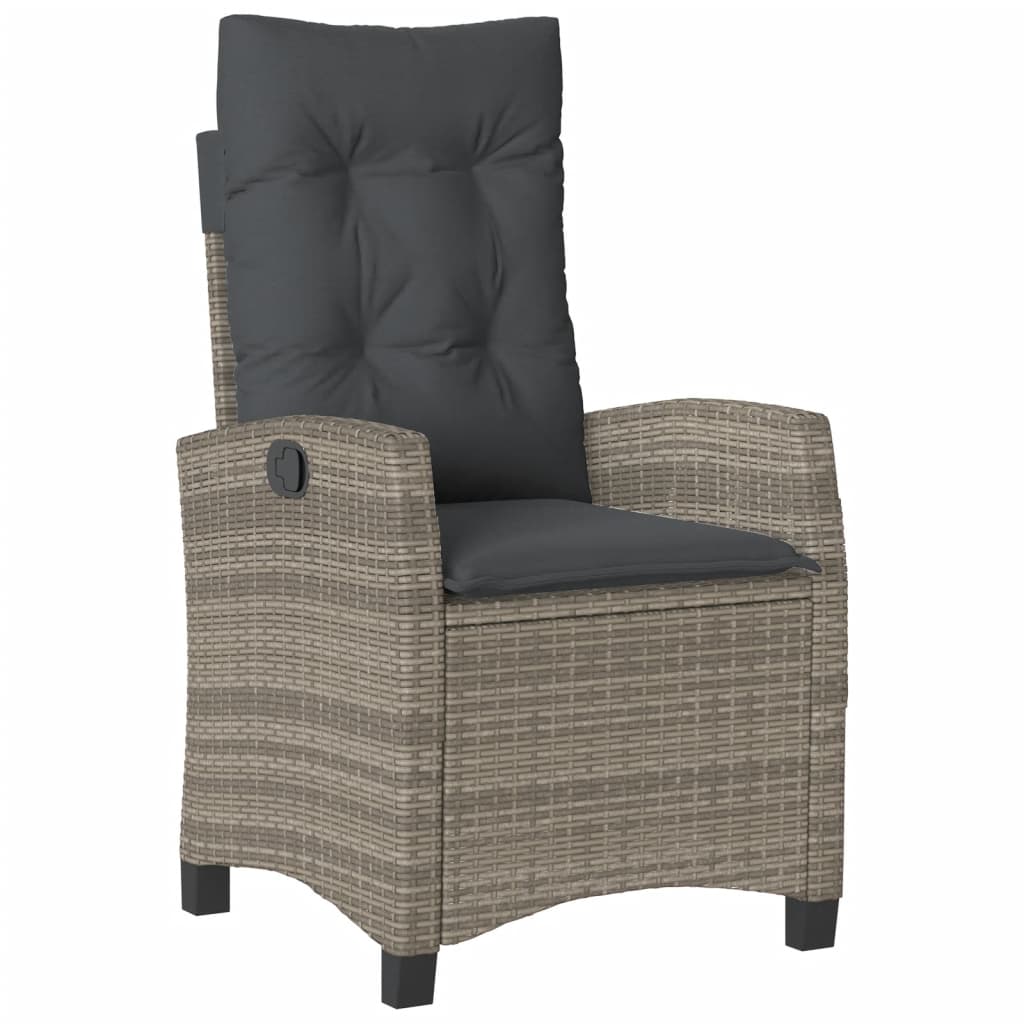 vidaXL 5 Piece Patio Dining Set with Cushions Gray Poly Rattan-2