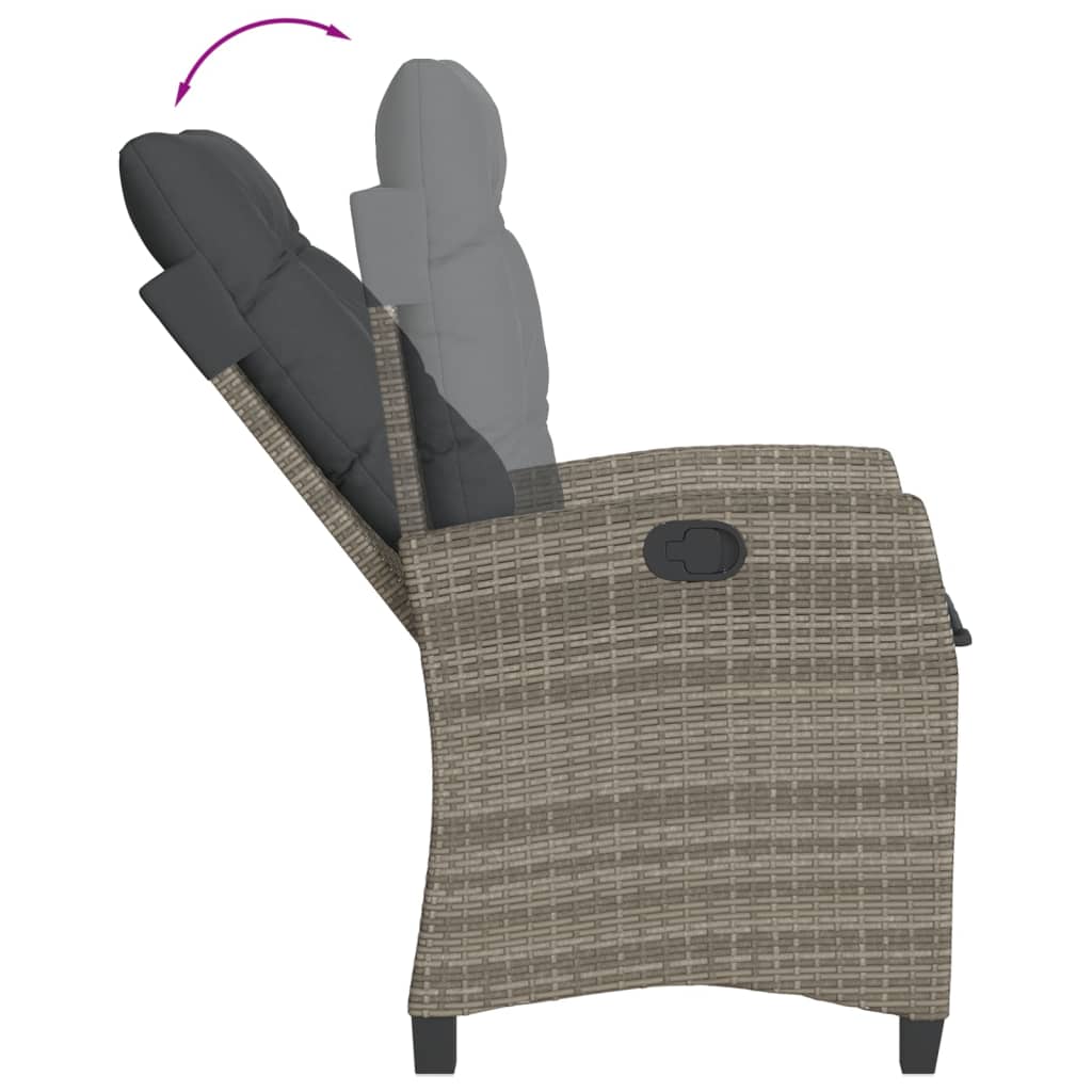 vidaXL 5 Piece Patio Dining Set with Cushions Gray Poly Rattan-3