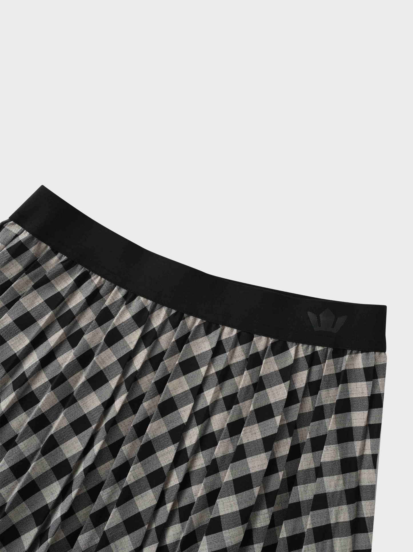 Printed Pleated Skirt-Tan/Black Gingham-2