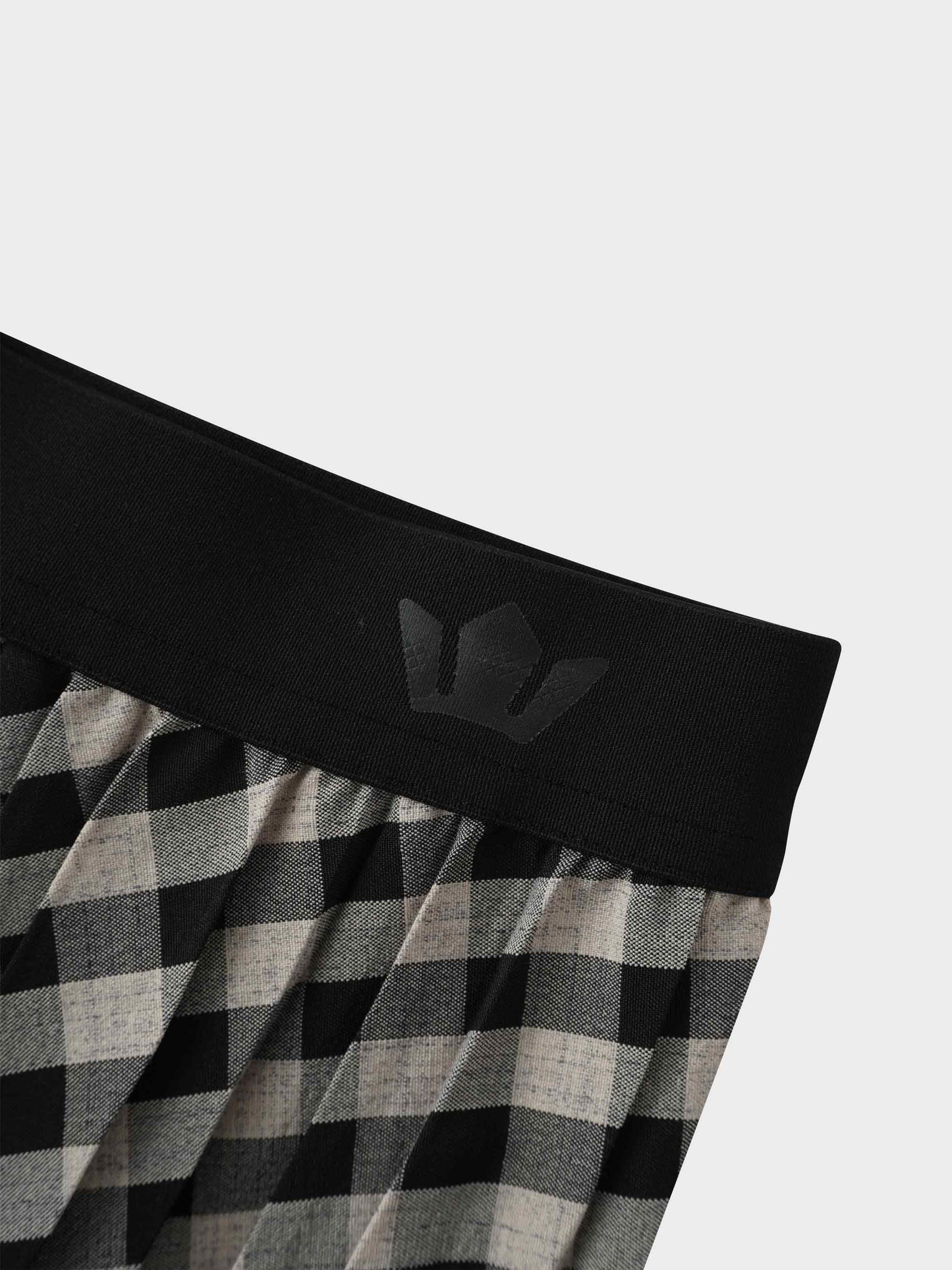 Printed Pleated Skirt-Tan/Black Gingham-3