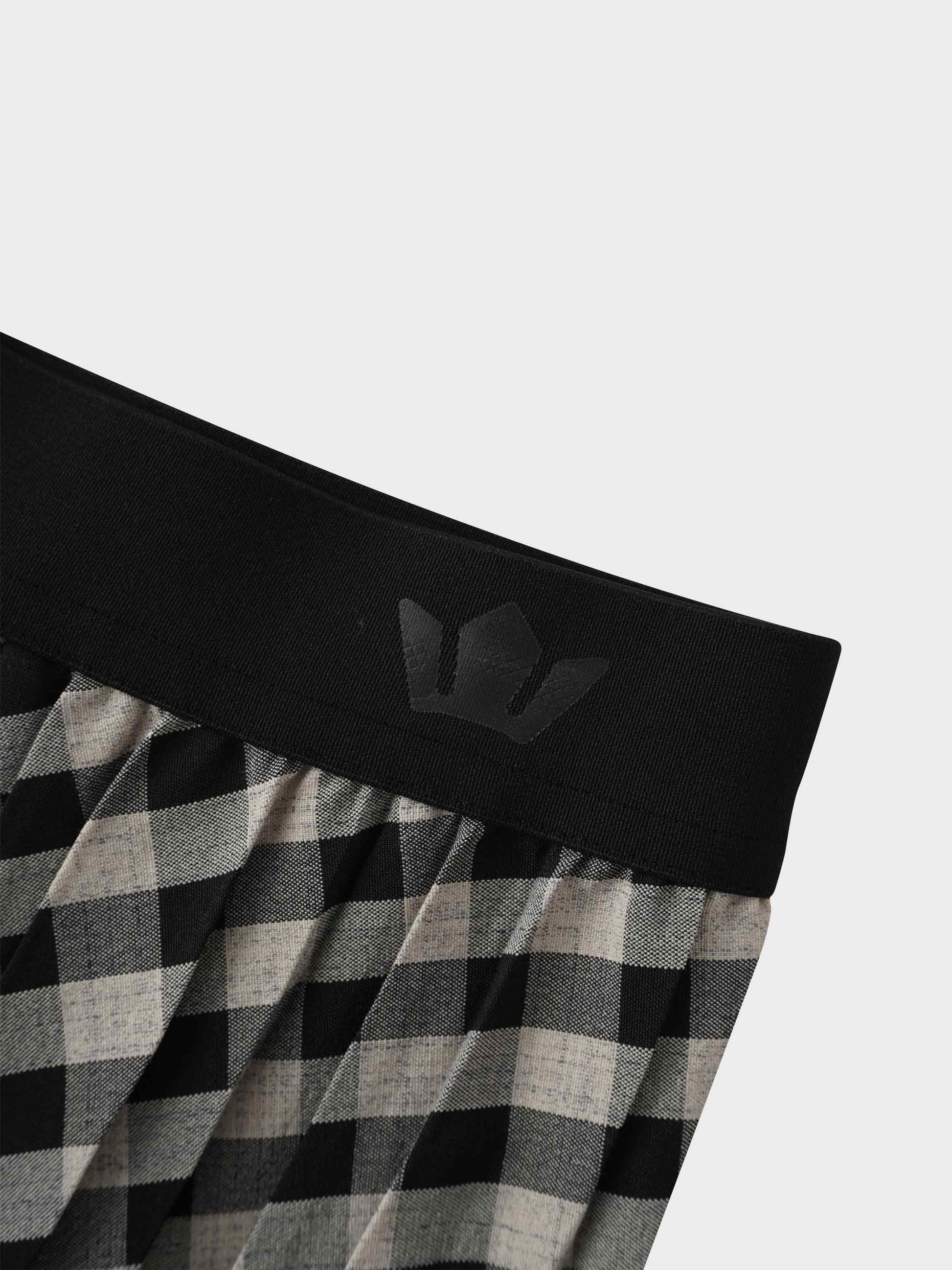 Printed Pleated Skirt-Tan/Black Gingham-3