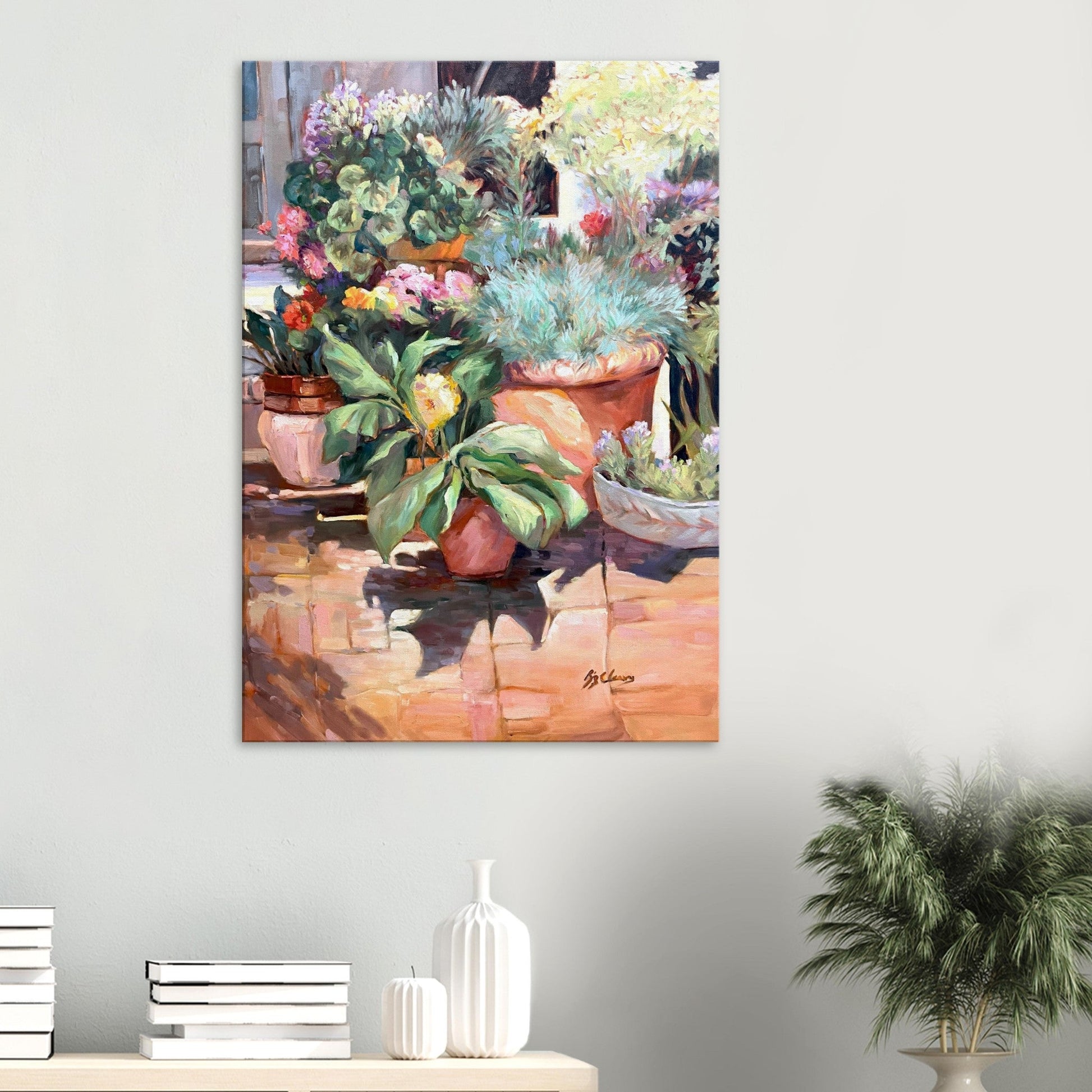 'Garden Serenity' Floral I 28x40 inch Art Print on Canvas I Original Artwork by American Artist Barbara Cleary-2