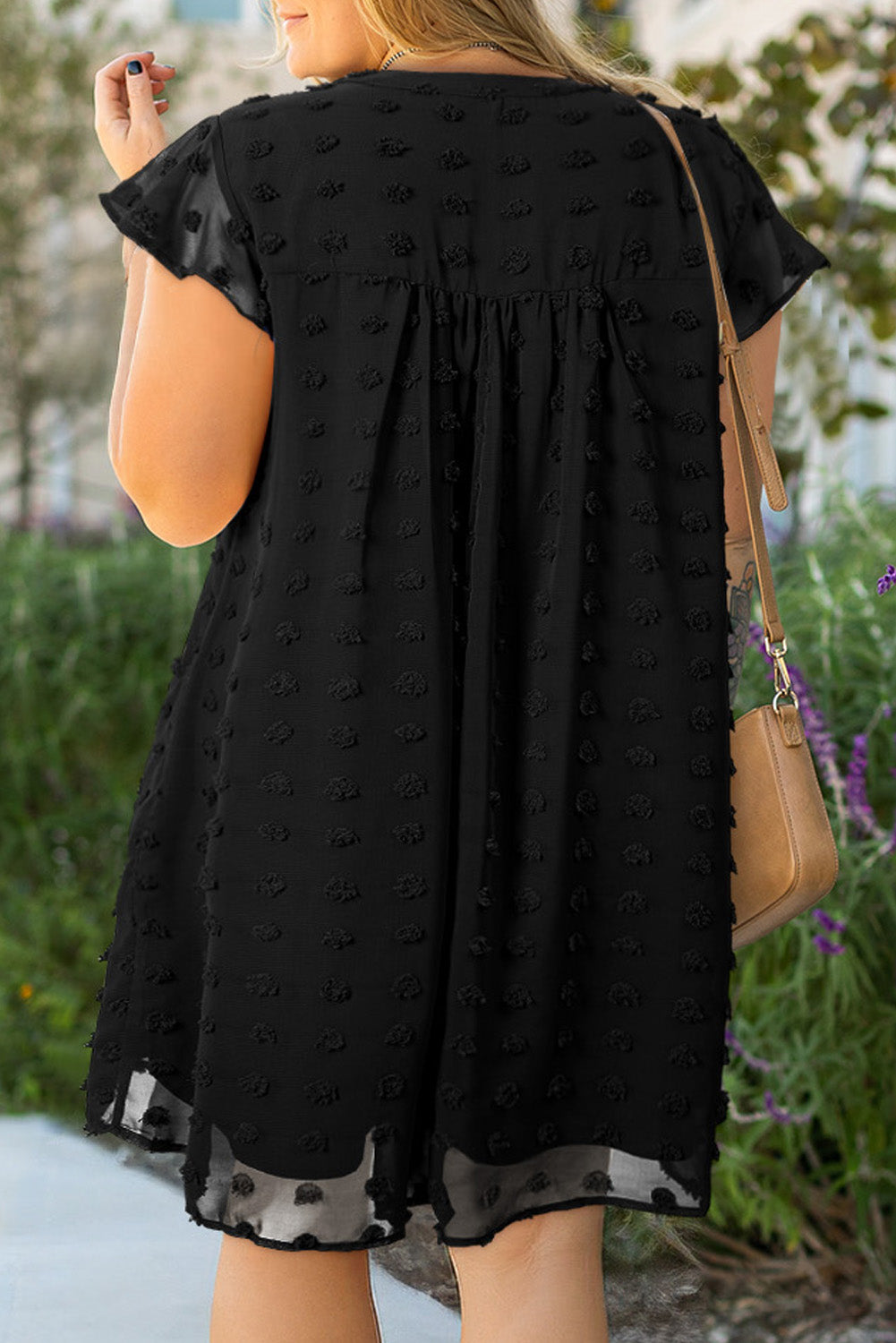 Lilith Plus Size Dotty Textured Ruffled Dress-1