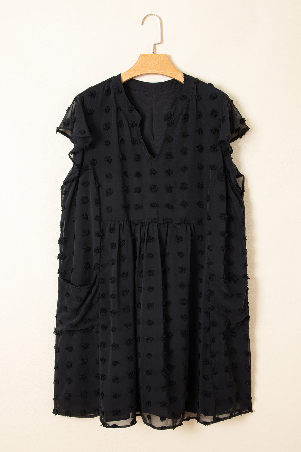 Lilith Plus Size Dotty Textured Ruffled Dress-2