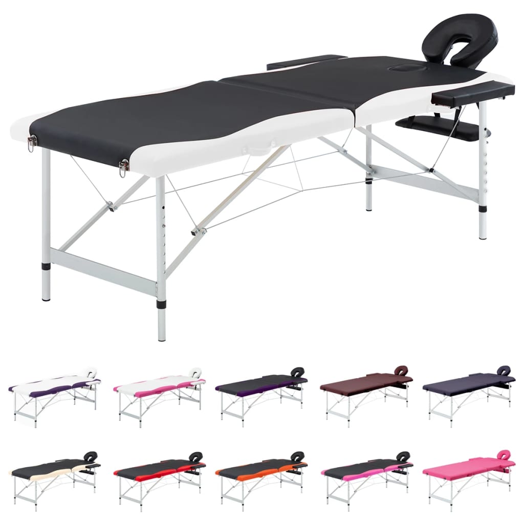 vidaXL Massage Table Foldable Massage Bed Salon Therapy Table 2 Zones Aluminum-5